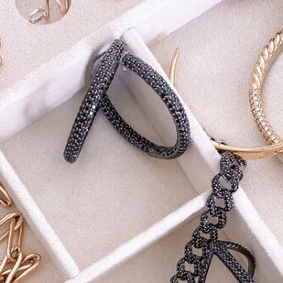 2ct Black Sapphire Hoops - Picture 7 of 14